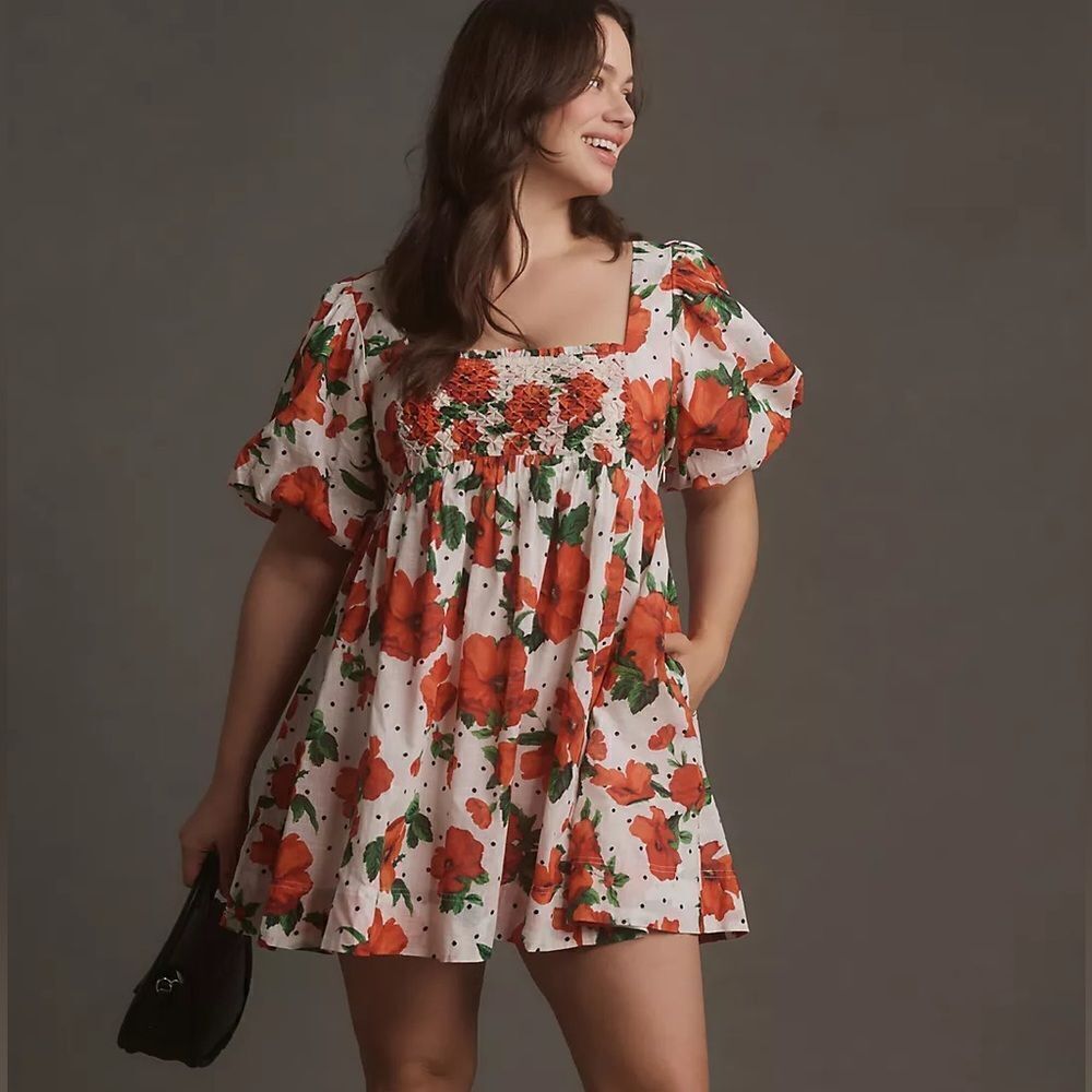Anthropologie Maeve Floral Square Neck Smocked Babydoll Dress NWT - Picture 2 of 15